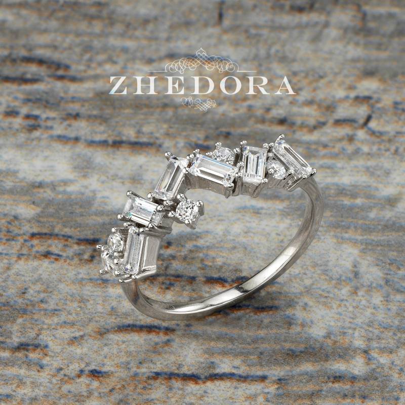 Sterling Silber Baguette Ehering, Stapelbares Band, Rhodiniertes Einzigartiges Ehering Von Zhedora von ZhedoraArgento