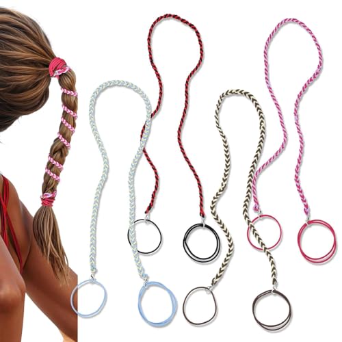 Haargummis für Damen, 63,5 cm, keine Beschädigung, langer Pferdeschwanz-Halter, bunt, Pferdeschwanz, Sport-Haarband, elastische Haargummis, Spiral-Haargummi für Wind, Wasser, Schwimmen, 4 Stück Haargummis für Damen, 63,5 cm, keine Beschädigung, langer Pferdeschwanz-Halter, bunt, Pferdeschwanz, Sport-Haarband, elastische Haargummis, Spiral-Haargummi für Wind, Wasser, Schwimmen, 4 Stück von Zheigaoxea
