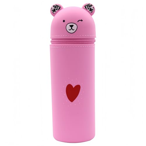 Zhenghebuy Federmäppchen,Niedliches Bär Cup Pencil Case,2-in-1 Weiche Silikontasche Silikon Mäppchen Stand up Schlampermäppchen,Cartoon Stifteköcher für Mädchen Teenager Kinder Studenten von Zhenghebuy