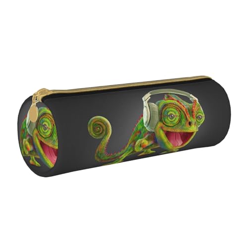 Zhengjia Chamäleon Federmäppchen aus Leder mit großer Kapazität für Schule und Büro, weiß, Einheitsgröße, Schulranzen von Zhengjia