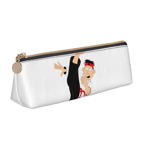 Zhengjia Federmäppchen aus Leder, glitzernd, goldfarben, glitzernd, für Mädchen und Jungen, großes Fassungsvermögen, Tasche mit Fächern, großer Organizer für Damen und Herren, Karate-Cartoon, von Zhengjia