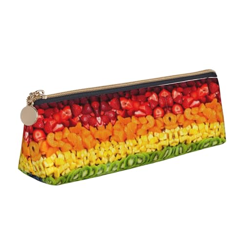 Zhengjia Federmäppchen aus Leder für Mädchen und Jungen, großes Fassungsvermögen, Stifte-Tasche mit Fächern, großer Organizer für Damen, Herren, Fruit Rainbow, Einheitsgröße, Schulranzen von Zhengjia