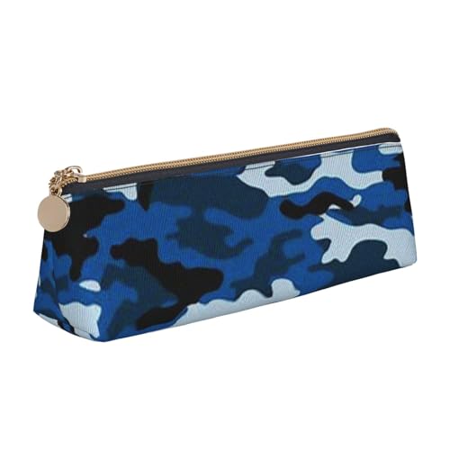 Zhengjia Federmäppchen aus Leder mit irischer Flagge, für Mädchen und Jungen, großes Fassungsvermögen, Federmäppchen mit Fächern, großer Organizer für Damen und Herren, blau camouflage, Einheitsgröße, von Zhengjia