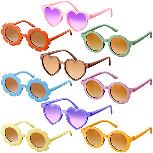 Zhengmy 9 Paar Kinder-Sonnenbrillen, runde Blume, herzförmige Sonnenbrillen für Kleinkinder, Mädchen, Jungen, Baby, niedliche Brille für Party, Retro-Farbe. Zhengmy 9 Paar Kinder-Sonnenbrillen, runde Blume, herzförmige Sonnenbrillen für Kleinkinder, Mädchen, Jungen, Baby, niedliche Brille für Party, Retro-Farbe. von Zhengmy