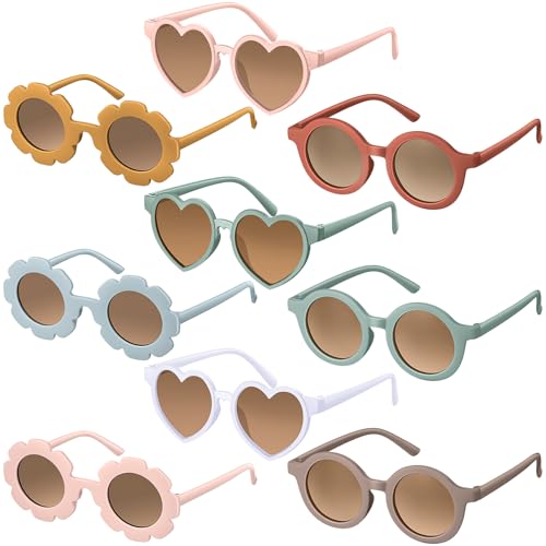 Zhengmy 9 Paar Kinder-Sonnenbrillen, runde Blume, herzförmige Sonnenbrillen für Kleinkinder, Mädchen, Jungen, Baby, niedliche Brille für Party, Rustikaler Farbton Zhengmy 9 Paar Kinder-Sonnenbrillen, runde Blume, herzförmige Sonnenbrillen für Kleinkinder, Mädchen, Jungen, Baby, niedliche Brille für Party, Rustikaler Farbton von Zhengmy