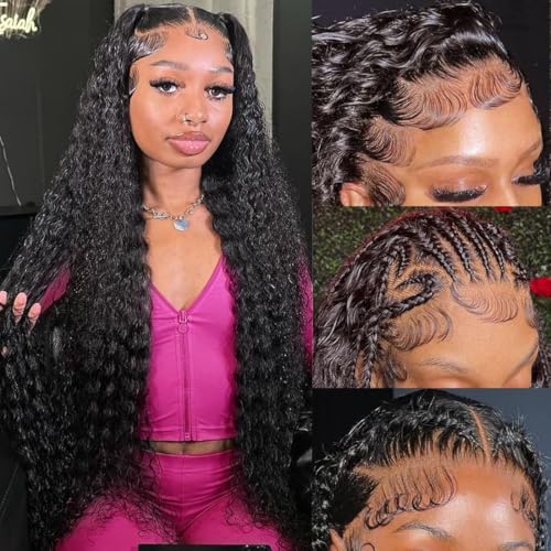 Zhengshuo Water Wave 33 x 15 cm HD Lace-Front-Perücke, Echthaar, vorgezupft, 200 Dichte, tiefer Scheitel, lockige Perücke für Frauen mit Babyhaar, Wasserwellen-Frontal-Perücke, Echthaar, 45,7 cm Zhengshuo Water Wave 33 x 15 cm HD Lace-Front-Perücke, Echthaar, vorgezupft, 200 Dichte, tiefer Scheitel, lockige Perücke für Frauen mit Babyhaar, Wasserwellen-Frontal-Perücke, Echthaar, 45,7 cm von Zhengshuo