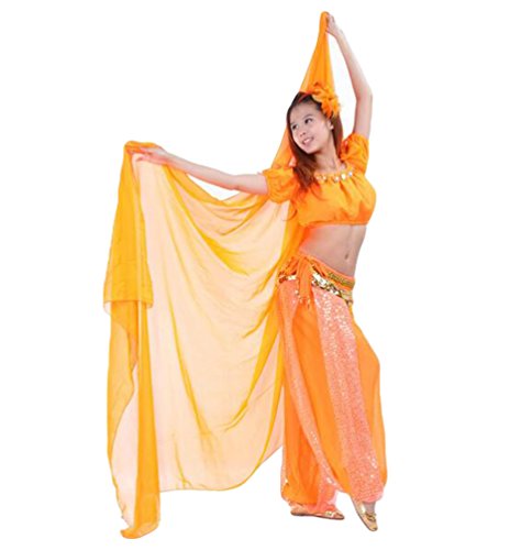 ZhiYuanan Damen Chiffon Handtuch Bauchtanz Schal Schleier Bauchtanz Schleier Tanzschleier Orange von ZhiYuanan