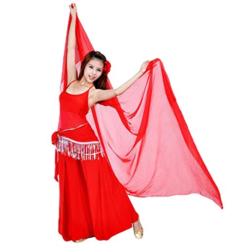 ZhiYuanan Damen Chiffon Handtuch Bauchtanz Schal Schleier Bauchtanz Schleier Tanzschleier Rot von ZhiYuanan