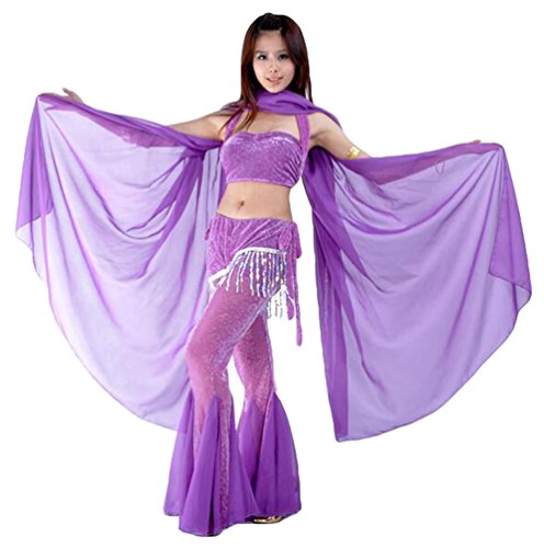 ZhiYuanan Damen Chiffon Handtuch Bauchtanz Schal Schleier Bauchtanz Schleier Tanzschleier Tief Violett von ZhiYuanan