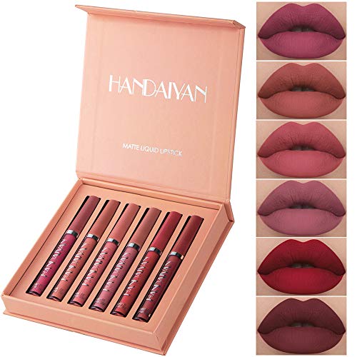 Zhiaek 6 Stück Lipgloss Set Lipglosse Matt Geschenke für Mädchen Lippenpflege mit Farbe Liquid Lipstick Matte Langanhaltender Gloss Make Up (6 Farben) von Zhiaek