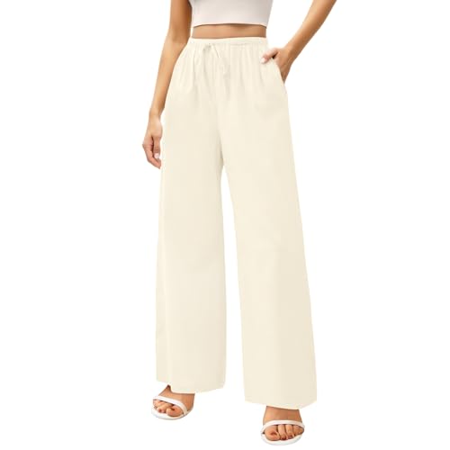 Zhiaek Leinenhose Damen Lang Weites Bein Sommerhosen Damen Leicht und Luftig Hose Sommer Casual Locker Freizeithose Palazzo Hose Weite Leg Hose Hohe Taille mit Tunnelzug und Taschen Beige M Zhiaek Leinenhose Damen Lang Weites Bein Sommerhosen Damen Leicht und Luftig Hose Sommer Casual Locker Freizeithose Palazzo Hose Weite Leg Hose Hohe Taille mit Tunnelzug und Taschen Beige M von Zhiaek