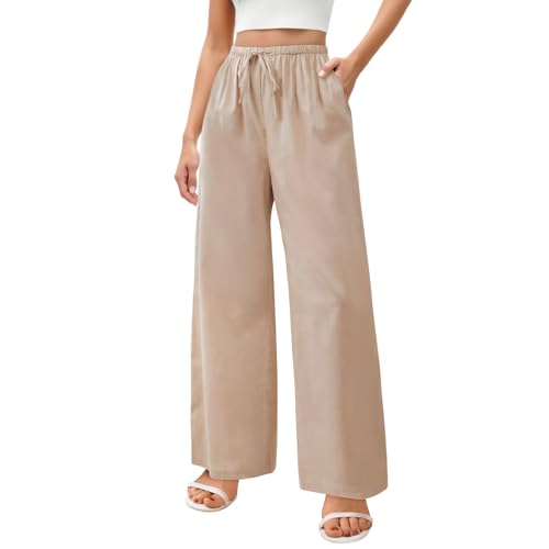 Zhiaek Leinenhose Damen Lang Weites Bein Sommerhosen Damen Leicht und Luftig Hose Sommer Casual Locker Freizeithose Palazzo Hose Weite Leg Hose Hohe Taille mit Tunnelzug und Taschen Khaki M Zhiaek Leinenhose Damen Lang Weites Bein Sommerhosen Damen Leicht und Luftig Hose Sommer Casual Locker Freizeithose Palazzo Hose Weite Leg Hose Hohe Taille mit Tunnelzug und Taschen Khaki M von Zhiaek