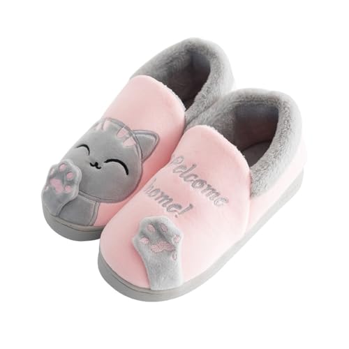 Zhiaek Unisex Hausschuhe Damen Winter Warm Katze Pantoffeln Plüsch Kuschelige Hausschuhe mit Harte Sohle Hauspantoffeln Herren Gästehausschuhe von Zhiaek