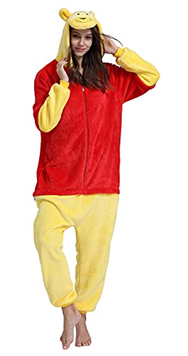 Zhiwei Pyjama Onesie Cosplay Erwachsene Unisex Tiere Kostüm Jumpsuit Plüsch Fasching Karneval Halloween Einteiler Loungewear Damen Herren von Zhiwei