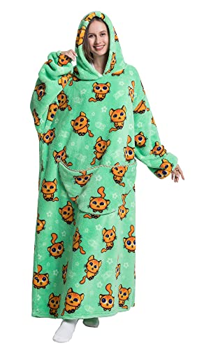 Zhiwei Übergroße Hoodie Decke, Sherpa Sweatshirt Decke, Kapuzenpullover, Blanket Sweatshirt Pullover Flanell, Super Weich und Bequem Kapuzen Deckenpullover Einheitsgröße (Kätzchen) von Zhiwei