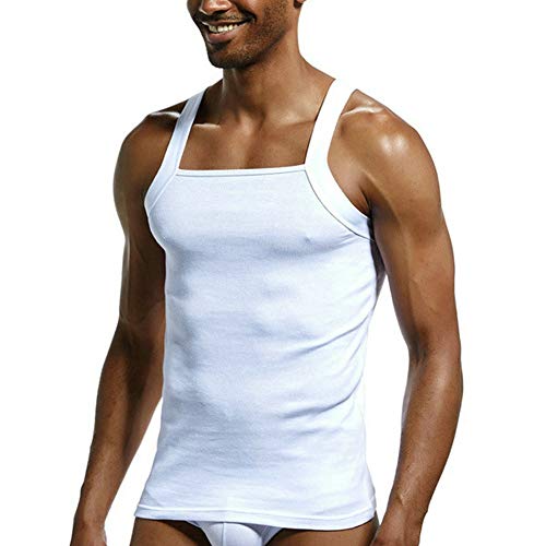 Zhiweikm Herren-Tanktop, G-Unit-Stil, quadratischer Schnitt, Baumwolle, bequem, Stretch, Workout-Weste, Wife Beater - Weiß - Mittel Zhiweikm Herren-Tanktop, G-Unit-Stil, quadratischer Schnitt, Baumwolle, bequem, Stretch, Workout-Weste, Wife Beater - Weiß - Mittel von Zhiweikm