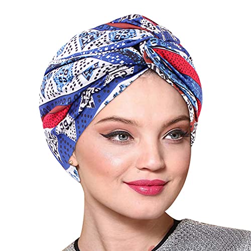 Afrikanische Muster Kopfbedeckung Pre Turban für Damen,Turban Tuch Kopfbedeckung Damen Kopftuch Damen Sommer Turban Mütze Damen Chemo Kopfbedeckung Hut Für Haarverlust Chemo Baumwollmütze I 2023 von Zhiyao