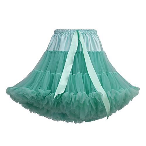 Damen Elastische Taille Tüll Petticoat Tutu Party Mehrschichtiger Puffy Cosplay Rock Unterrock, Länge 55 cm, Taille 52-112 cm Tüllrock AG von Zhiyao