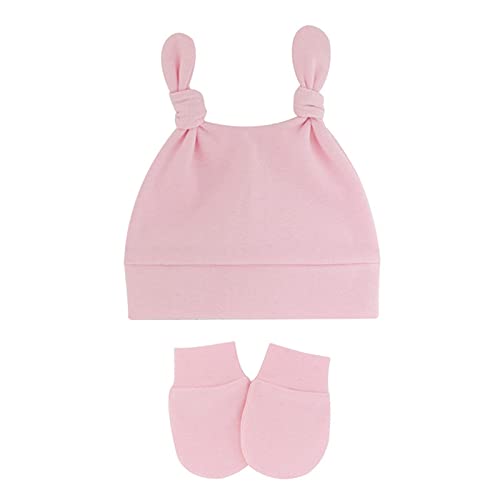 Zhiyao Babymütze Handschuhe Set Neugeborene Jungen Mütze Baby Mädchen Beanie Mütze Fäustlinge Handschuhe Babyhandschuhe Keine Kratzhandschuhe für 0-6 Monate Unisex Erstlingsmütze von Zhiyao
