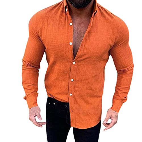 Zhiyao Baumwolle Leinenhemd Herren Hemden Langarm/Kurzarm Freizeit-Hemd Business Regular Fit Men Shirts Leinenhemd T-Shirt Herren Hawaii-Print Strand Beach Palmen Diverse Farben von Zhiyao