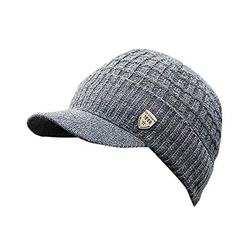 Zhiyao Beanie Mütz Damen Herren Mütze mit Schirm Fleece Visor Beanie Wintermütze Schirmmütze Strickmütze mit Schirm - Warm Strickmütze mit Schild für Winter von Zhiyao