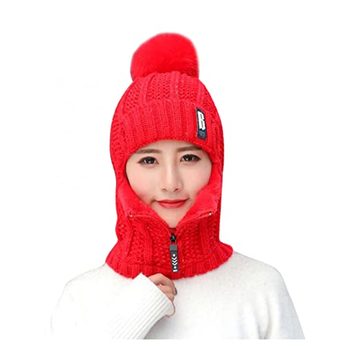 Zhiyao Beanie Strickmütze Hat Herren Damen Winter Mütze Bommelmütze Wintermütze warm gefüttert Ohrenschützer Hinzufügen Beflockung Thermal Radfahren mit Bommel-Mütze von Zhiyao