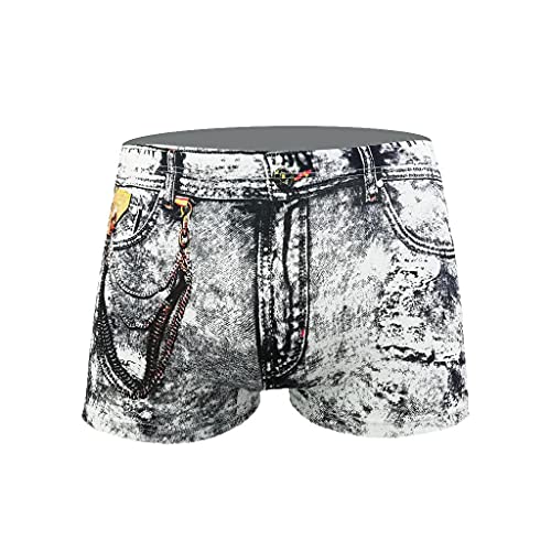 Zhiyao Boxershorts Herren Sexy Denim Printed Pocket Unterwäsche Unterhosen Männer Men Retroshorts von Zhiyao