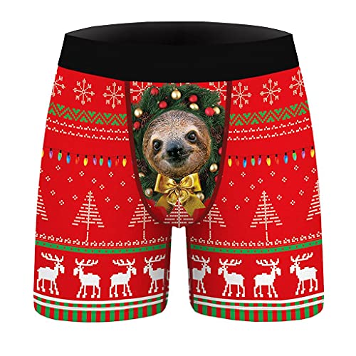 Zhiyao Boxershorts Weihnachten Herren Stretch Slim Unterhosen Baumwolle Weich Bedrucken Unterwäsche Lustiges Geschenk für Men Männer Freund Valentinstag Geburtstag Weihnachten Bequem Viele Größen von Zhiyao