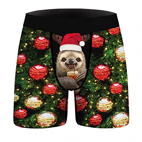 Zhiyao Boxershorts Weihnachten Herren Stretch Slim Unterhosen Baumwolle Weich Bedrucken Unterwäsche Lustiges Geschenk für Men Männer Freund Valentinstag Geburtstag Weihnachten Bequem Viele Größen von Zhiyao