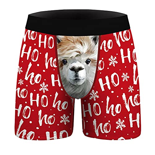 Zhiyao Boxershorts Weihnachten Herren Stretch Slim Unterhosen Baumwolle Weich Bedrucken Unterwäsche Lustiges Geschenk für Men Männer Freund Valentinstag Geburtstag Weihnachten Bequem Viele Größen von Zhiyao