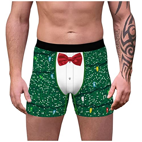 Zhiyao Boxershorts Weihnachten Herren Stretch Slim Unterhosen Baumwolle Weich Bedrucken Unterwäsche Lustiges Geschenk für Men Männer Freund Valentinstag Geburtstag Weihnachten Bequem Viele Größen von Zhiyao