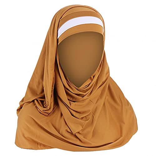 Zhiyao Damen Muslim Hijab Kopftuch Schal arabischen Hijab Elegante einfarbige islamische Gebet leichte Kopftuch Wrap Schal Indien Hut Muslimischen Beanie Wrap Cap von Zhiyao