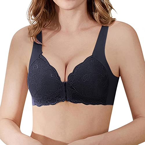 Zhiyao Damen Push Up BH mit Blumen Spitze Schalen BH Große Vordere Schnalle Nahtlose Unterwäsche Elegant Frauen von Zhiyao