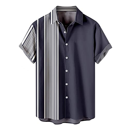 Zhiyao Funky Hawaiihemd Herren Hemden Herren-Hemd Sommerhemd Herren Kurzarm Hemden Freizeithemd Leinenhemd Freizeit-Hemd Business Regular Fit Men Shirts for Männer, 2-grau, XL von Zhiyao