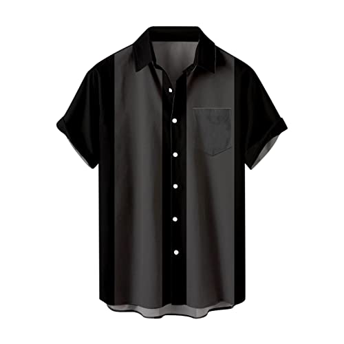 Zhiyao Funky Hawaiihemd Herren Hemden Herren-Hemd Sommerhemd Herren Langarm Hemden Freizeithemd Leinenhemd Freizeit-Hemd Business Regular Fit Men Shirts for Männer, Schwarz von Zhiyao