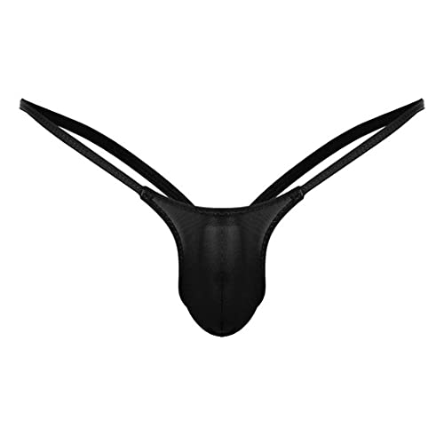 Zhiyao Herren G Strings Micro Mini Slip Männer Tanga Thong Unterwäsche Transparent Bikinislips T-Back Shorts Briefs Erotik Hipster Jockstrap Niedrige Taille Unterhosen Reizwäsche Dessous, Schwarz, XL von Zhiyao