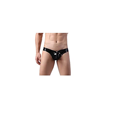 Zhiyao Herren Lackleder String Tanga Unterwäsche Männer Wetlook Leder Slips Lack Briefs Wetlook Dessous Sexy Unterwäsche Thong Sport G-String Low Rise Kunstleder Unterhose Clubwear von Zhiyao