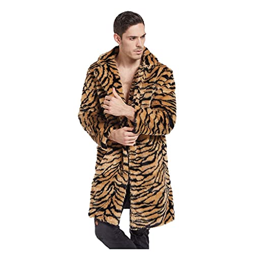 Zhiyao Herren Pelzmantel Leopard/Tiger Muster Warme Winterjacke Kunstpelz Mantel Flauschige Fellmantel Nerzmantel Parka Jacke Wintermantel von Zhiyao