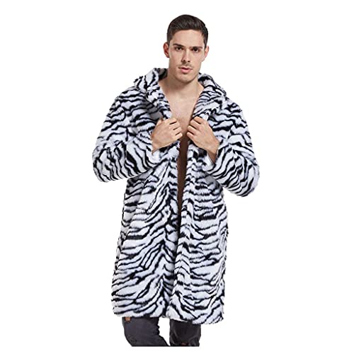 Zhiyao Herren Pelzmantel Leopard/Tiger Muster Warme Winterjacke Kunstpelz Mantel Flauschige Fellmantel Nerzmantel Parka Jacke Wintermantel von Zhiyao