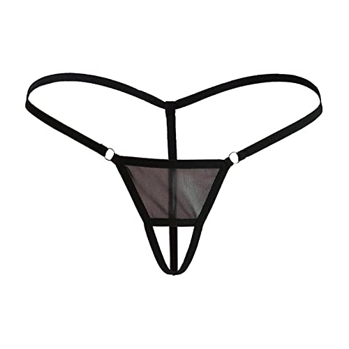 Zhiyao Herren String Männer Tanga Mini Bikini G-String Slips Ouvert-Panties Men Thong Tangas Low Rise Dessous Bademode Jockstrap Unterwäsche, Schwarz, L von Zhiyao