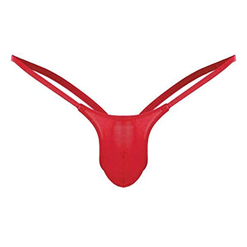 Zhiyao Herren Strings Tanga Netz Unterwäsche Transparent Bikini Slips Männer Thong Unterhose Brief Shorts G-String Unterwäsche Low Rise Jockstrap, Rot von Zhiyao