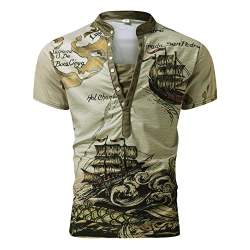 Zhiyao Herren T-Shirt Freizeit Tshirt Sport 3D T-Shirt Lustige Druck Sommer Oberteile Atmungsaktives Sportshirt Beiläufig Kurzarm T-Shirt Rundhals Ausschnitt T-Shirt für Männer Khaki，3XL von Zhiyao