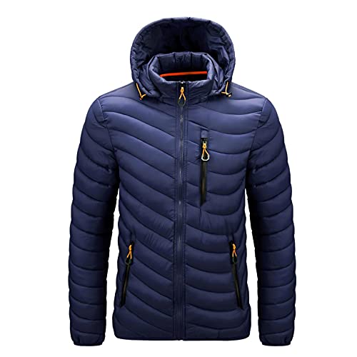 Zhiyao Herren Übergangsjacke Steppjacke Daunenjacke Sportjacke Freizeitjacke Materialmix Kapuze Reißverschluss Street Style von Zhiyao