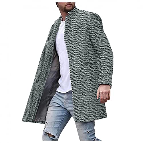 Zhiyao Herren Warm Wollmantel Stehkragen Wintermantel Trenchcoat Klassischer Winter Jacke Reverskragen Elegant Bussiness und Freizeit Style von Zhiyao