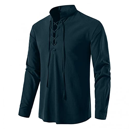 Zhiyao Leinenhemd Herren Hemd Herren Sommer Langarm/Kurzarm Hemden Freizeithemd Businesshemd Regular Fit Men Shirts Sommer Basic Shirt Strandhemd Shirts für Männer, 6-blau, XL von Zhiyao