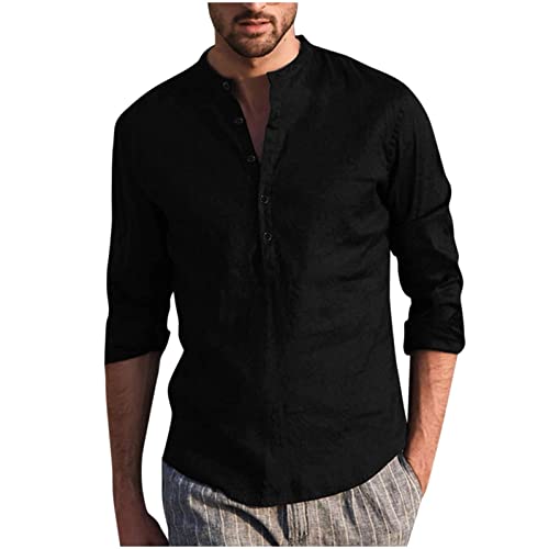 Zhiyao Leinenhemd Herren Hemd Herren Sommer Langarm/Kurzarm Hemden Freizeithemd Businesshemd Regular Fit Men Shirts Sommer Basic Shirt Strandhemd Shirts für Männer von Zhiyao