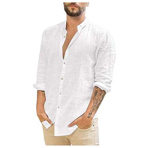 Zhiyao Leinenhemd Herren Hemden Langarm/Kurzarm Männer Freizeithemd Regular Fit Men Shirts Leinenhemd Herren T-Shirt Bedruckter Strand Beilaufig Hawaii Hemd von Zhiyao