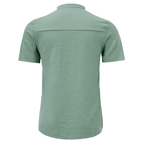 Zhiyao Leinenhemd Herren Herren Hemd Herren Hemden Langarm/Kurzarm Freizeithemden Businesshemd Sommer T-Shirt für Männer von Zhiyao