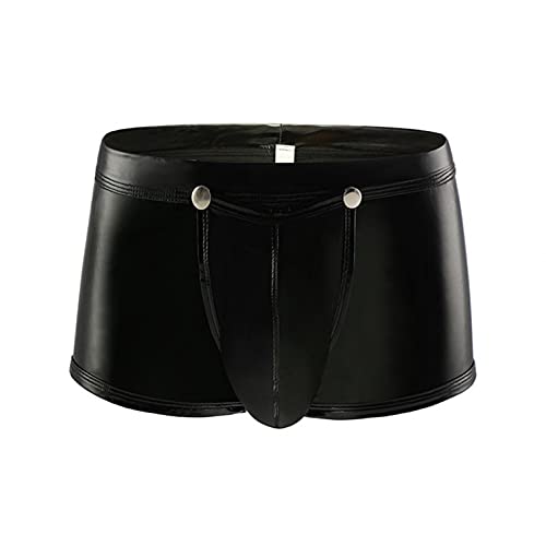 Zhiyao Männer Sexy Boxershorts Tanga Kunstleder Wetlook Dessous Sport Briefs Unterwäsche Boxers Low-Rise Bulge Pouch Underhose von Zhiyao