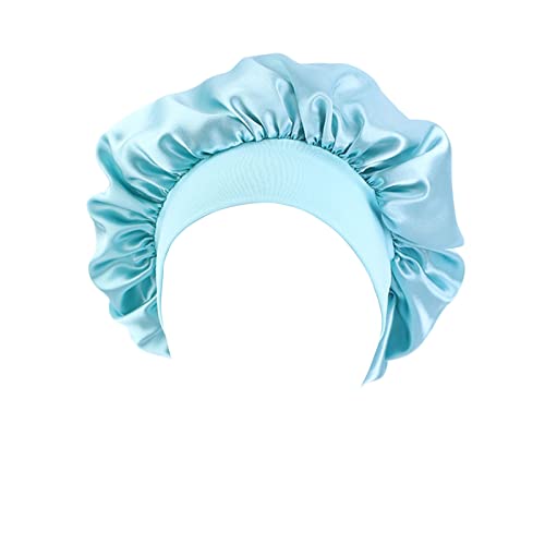 Zhiyao Damen Satin Schlafmütze Bonnet Seide Nachtmütze Atmungsaktive Seide Schlafmütze Verstellbare Silk Bonnet Seidenhaube zum Schlafen Weiche Satin Haube Hellblau 2023 von Zhiyao